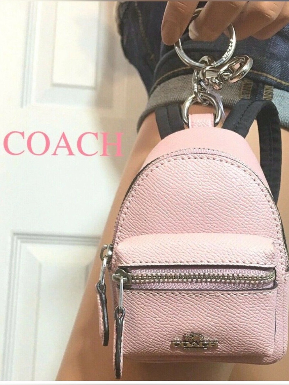 Coach Mini Court Backpack Bag Charm Keychain (F73754) Blush Pink - GUC
